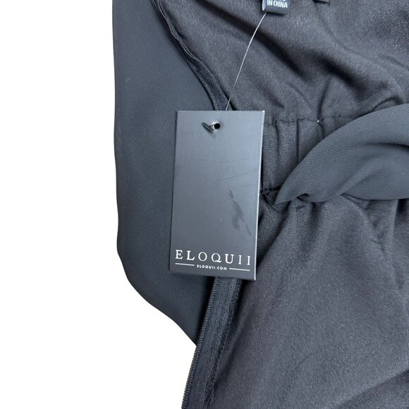 Eloquii Womens Black Halter Neck Jumpsuit Sleeveless Wide Leg Tie Back Sz 16 - Picture 5 of 7